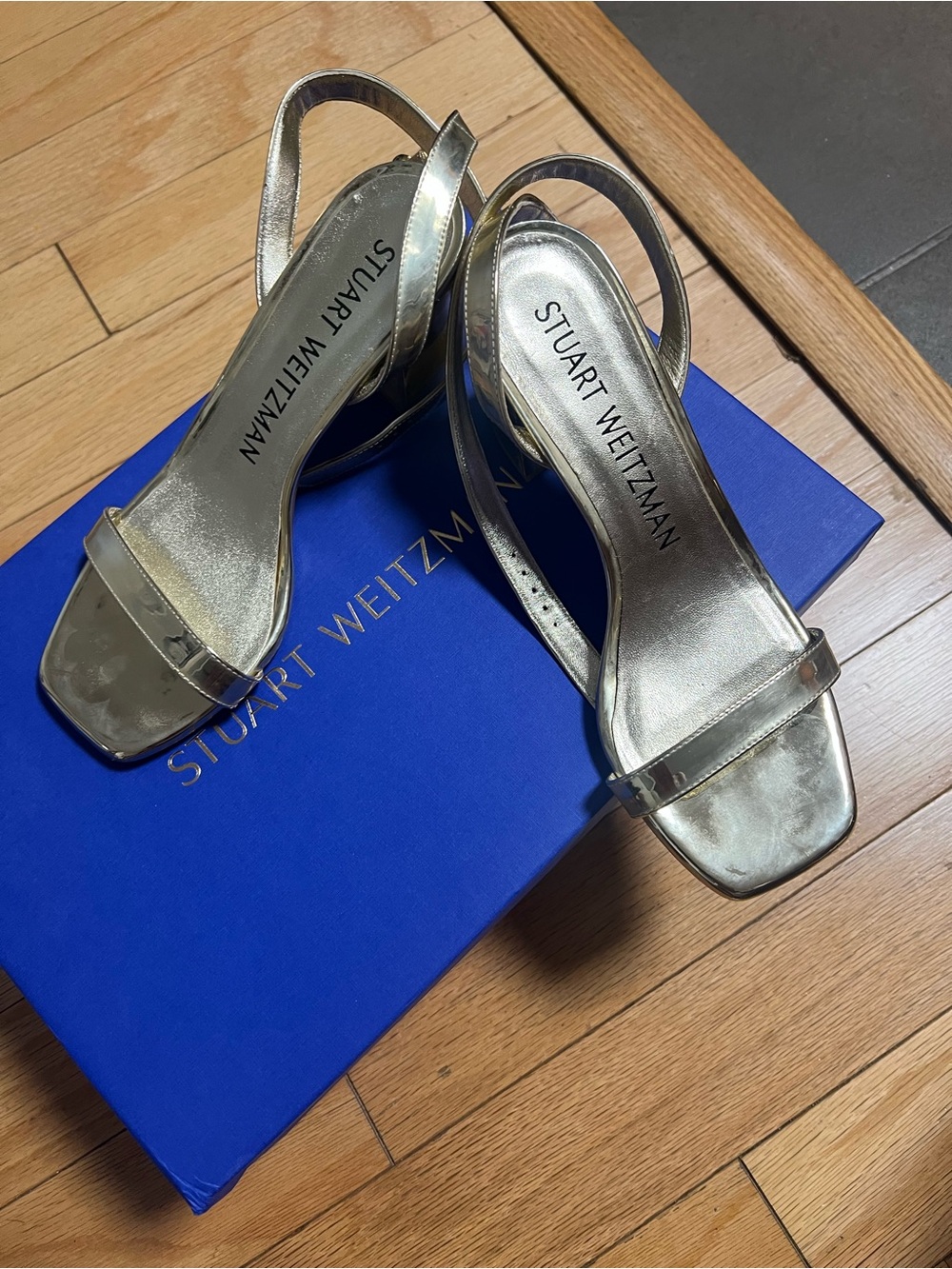 Stuart Weitzman Metallic Gold Slingback Heels